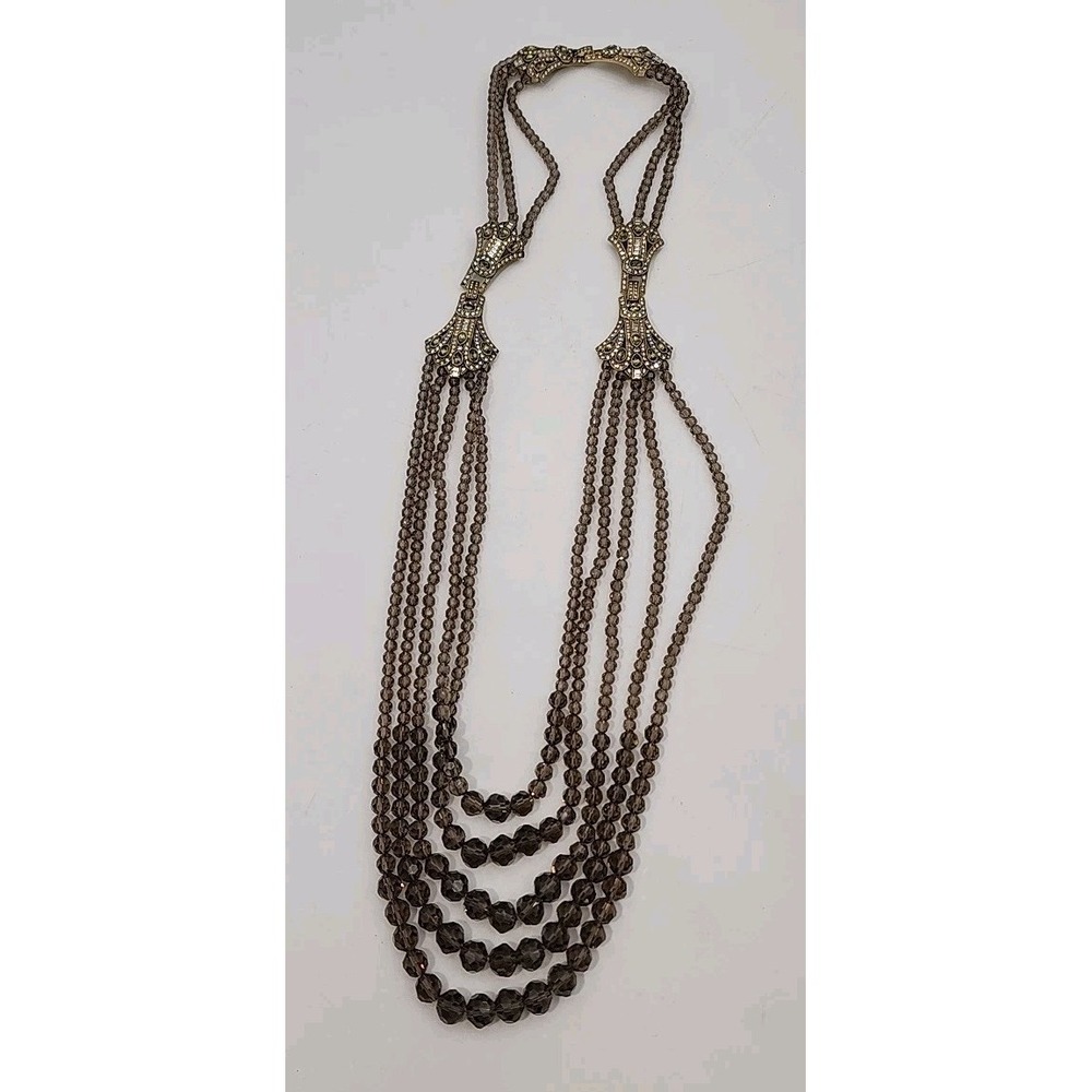 Heidi‎ Daus Age of Elegance Convertible Necklace Smokey Quartz Set 2 Bracelets